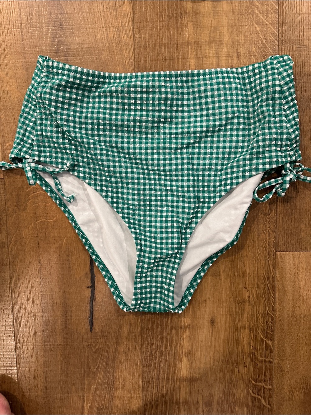 J Crew Womens Green Gingham Ruffle Two-Piece High Waisted Swim Set Size Small - Picture 4 of 10